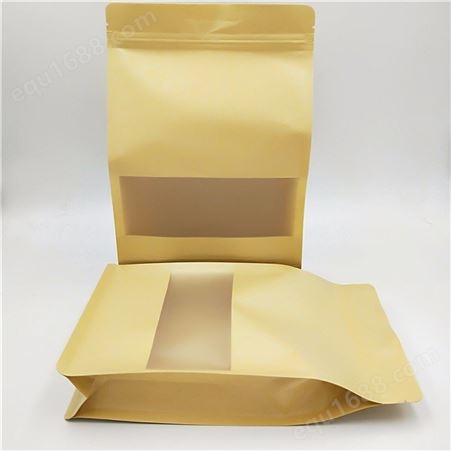 开窗牛皮纸袋加厚牛皮纸自立袋食品饼干包装袋干果茶叶自封