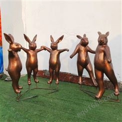 户外景观动物雕塑摆件 兔子铜雕像  中式铜工艺装饰品定做