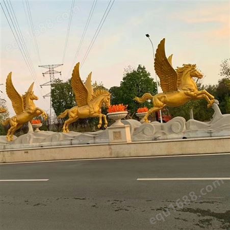 鑫宏工艺城市广场铜飞马 铸铜飞马雕塑摆件 现代动物景观雕塑