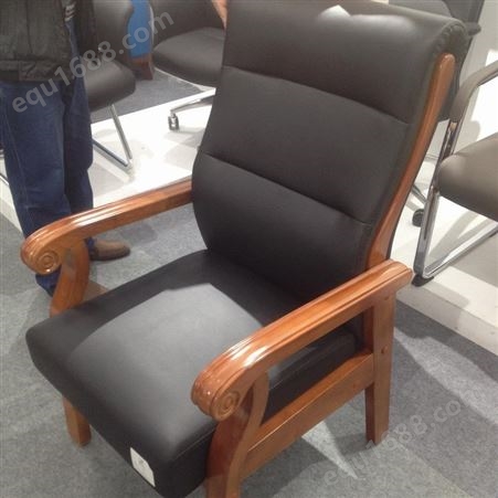 成都实木真皮会议椅 电脑办公椅 会议室配套椅子 四脚主席椅