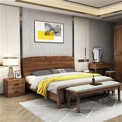 北欧乌金木实木床1.8*2.0米双人床卧室家具简约高箱储物婚床