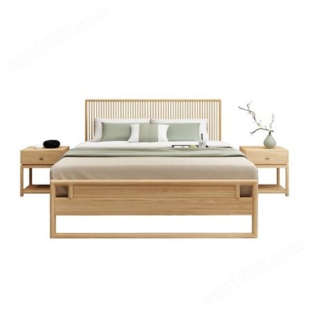 全实木新款实木床 中式实木大床厂家 简约实木床定制
