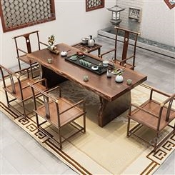 新中式实木茶桌椅组合 功夫茶几茶桌椅子 酒店实木功夫茶几厂家