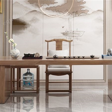 茶室实木1米8泡茶桌 禅意茶桌椅组合 简约现代茶台