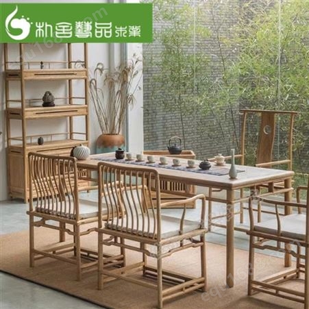 新中式茶桌椅组合 禅意茶室功夫茶台 白蜡木功夫茶台