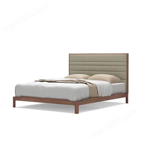 实木床 胡桃木床1.8米双人床 北欧床1.5米单人床 现代简约小户型 主卧婚床卧室家具
