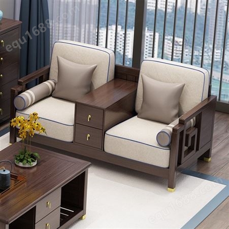 现代新中式沙发茶台组合 客厅木质储物家具 朴舍艺品全实木沙发组合