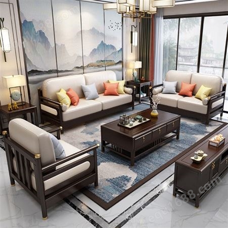 简约小户型 白蜡木沙发 北欧客厅家具 新中式实木沙发组合