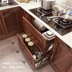 雅赫软装 提供实木厨房壁橱 定制样式尺寸 厨房台盆柜